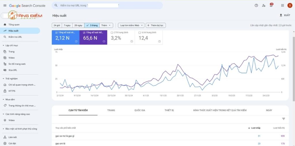 Kiểm tra từ khóa organic bằng Google Search Console