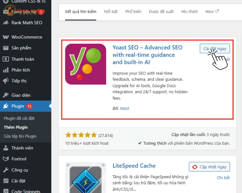 Cài đặt plugin Yoast SEO