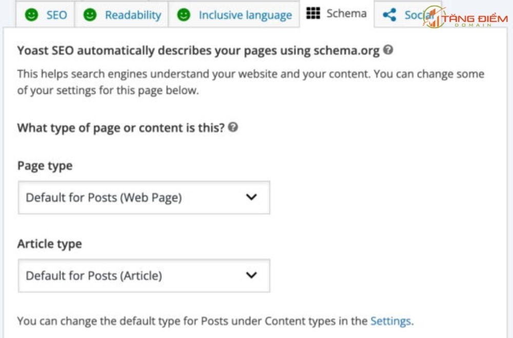 Thiết lập Schema mặc định trong plugin Yoast SEO