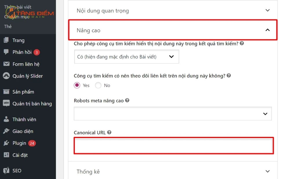 Tạo thẻ Canonical bằng plugin Yoast SEO