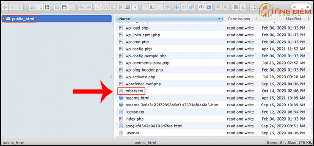 File Robots.txt được đặt trong thư mục gốc có tên public_html