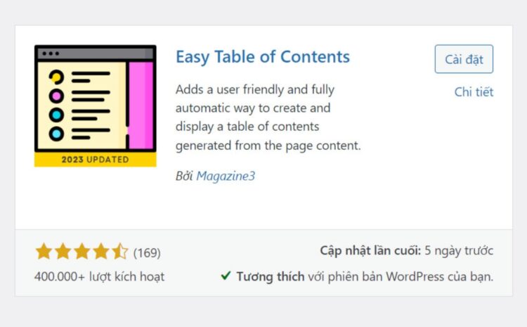 Plugin Easy Table of Contents