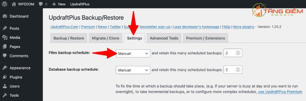Thiết lập lịch Backup website WordPress tự động cho plugin UpdraftPlus
