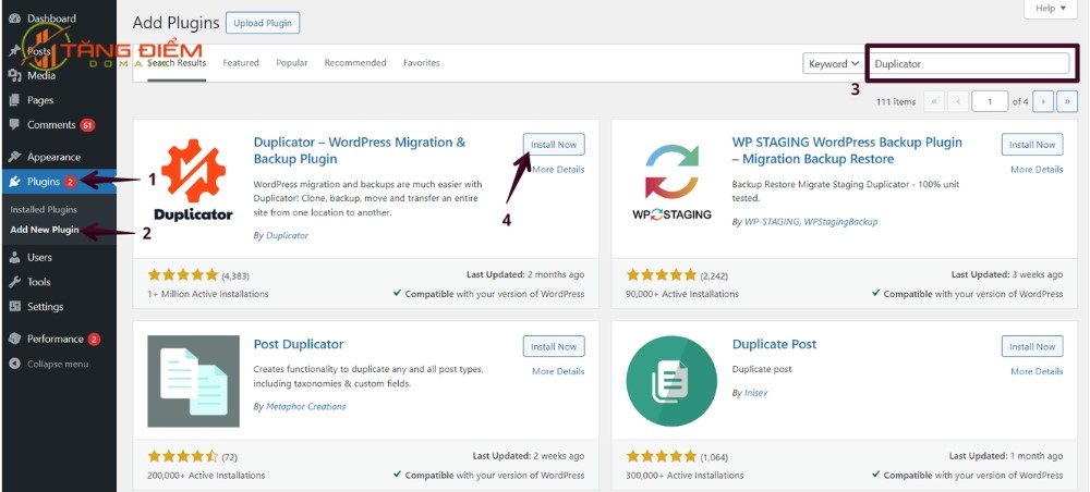 Cài đặt plugin Duplicator cho website